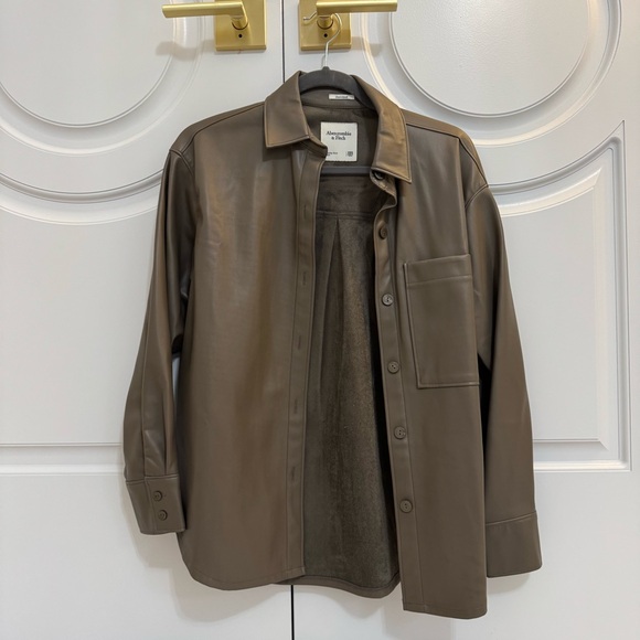 Abercrombie & Fitch Leather Shirt Jacket - Picture 1 of 3